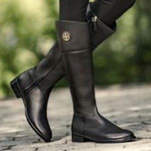 Tory Burch Women's Junction Leather Riding Boots Black Size 8